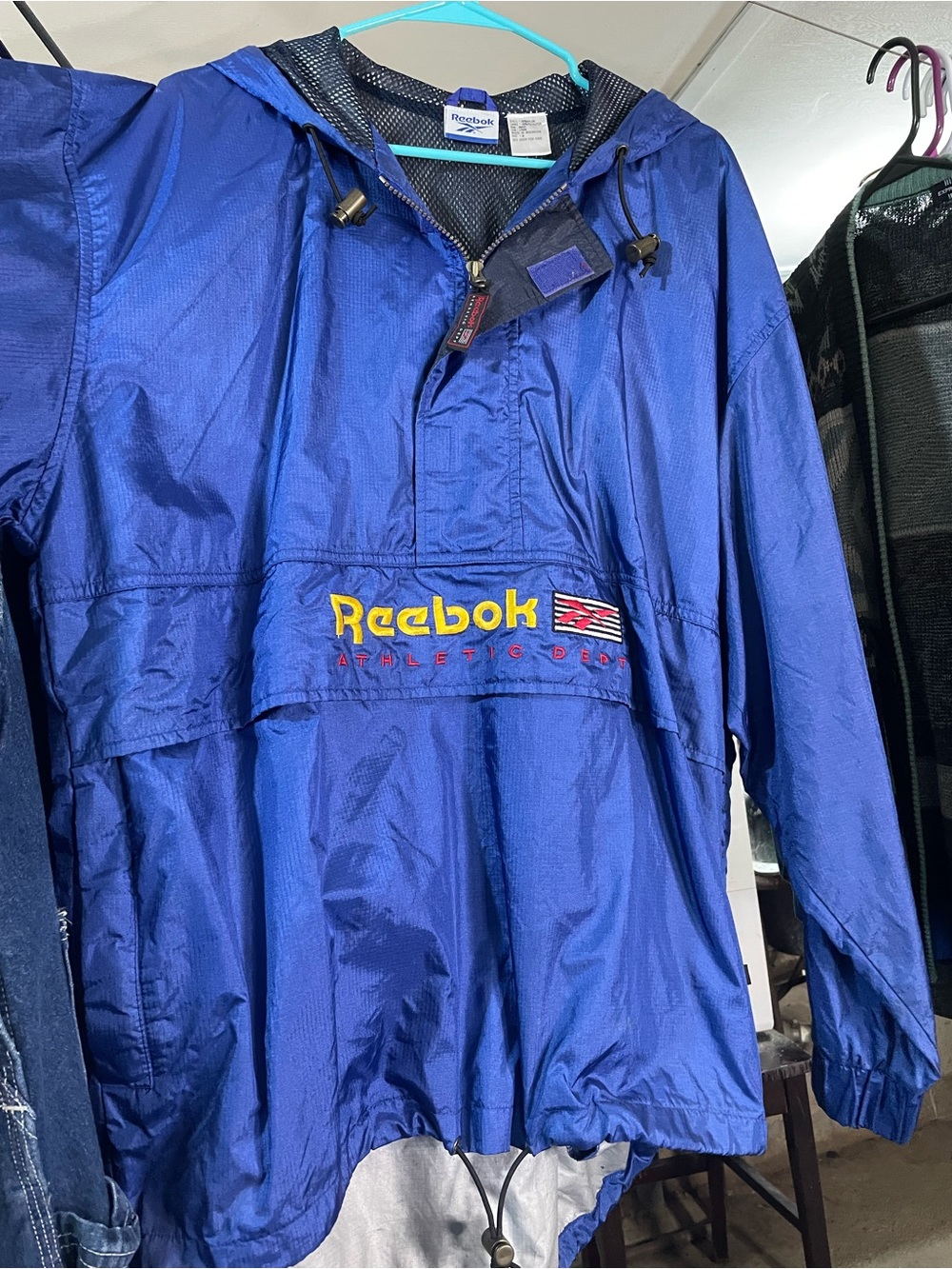 VINTAGE Reebok Royal Blue Windbreaker Jacket with Hood